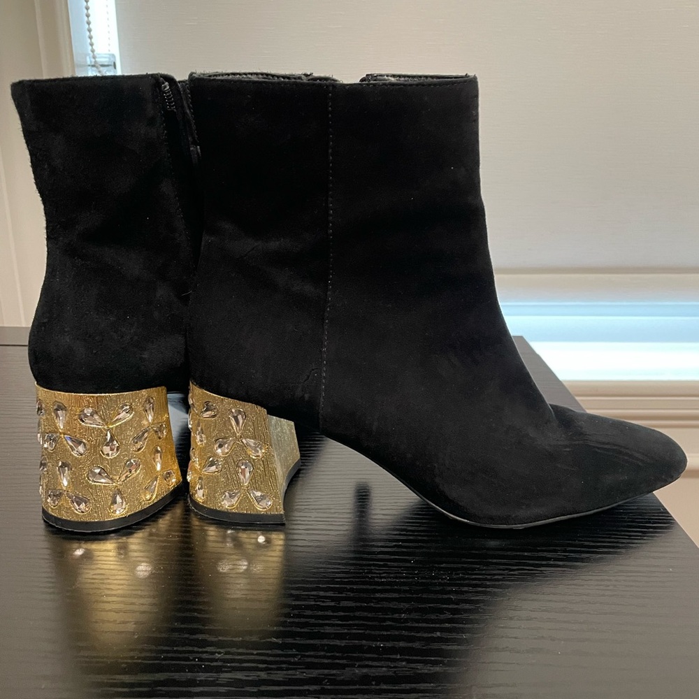 Uterque Suede Embellished Booties